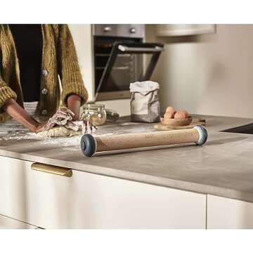 Joseph Joseph PrecisionPin Baking Adjustable Rolling Pin - Consistent and Even Dough Thickness for P...