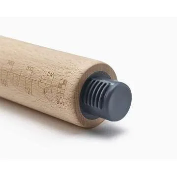 Joseph Joseph PrecisionPin Baking Adjustable Rolling Pin - Consistent and Even Dough Thickness for Perfect Baking Results, Sky, 16.54"