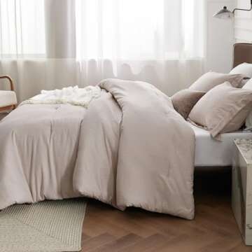 Bedsure California King Comforter Set - Warm Taupe Soft Bedding for All Seasons, Cationic Dyed Bed S...