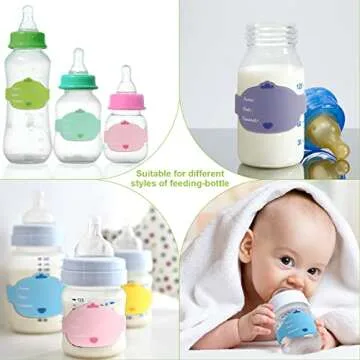 Baby Bottle Labels for Daycare 12 Pieces Reusable Silicone Daycare Labels Original Daycare Waterproof Water Bottle Name Bands Writable Baby Bottle Name Labels Tags Day Care Essentials, 6 Colors