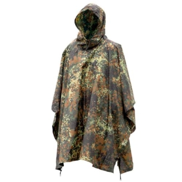 Mil-Tec Adult Ripstop Wet Weather Waterproof Multi-Use Rain Poncho with Hood - Use as Bivouac Sack, ...