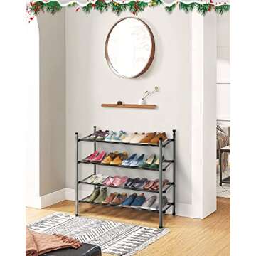 MULISOFT 2-Tier Expandable, Stackable and Adjustable Shoe Rack Organizer, Sturdy and Durable Metal S...