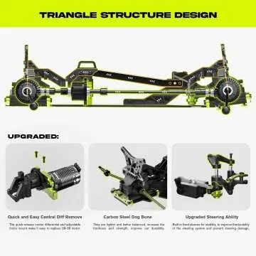 AMORIL 1/10 RTR Brushless Fast RC Cars for Adults,Max 50mph Hobby Electric Off-Road Monster Truck,Waterproof High Speed RC Car 4WD Remote Control Car with 3S Lipo,Green