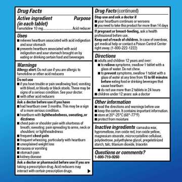 Amazon Basic Care Original Strength Famotidine Tablets, 10 mg, Acid Reducer, Heartburn Medicine, Acid Indigestion Relief, 90 Count