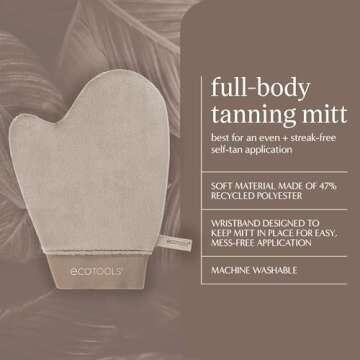 EcoTools Good Tan Full-Body Tanning Mitt, For Self-Tan Application, Use Self Tanning Mitt With Tanning Mousse, Lotions, & Tanning Waters, Eco Friendly Self Tan Mitt, Vegan, & Cruelty-Free, 1 Count