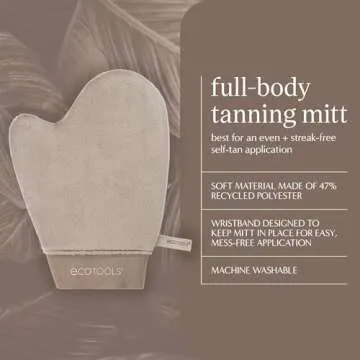 EcoTools Good Tan Full-Body Tanning Mitt, For Self-Tan Application, Use Self Tanning Mitt With Tanning Mousse, Lotions, & Tanning Waters, Eco Friendly Self Tan Mitt, Vegan, & Cruelty-Free, 1 Count