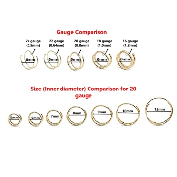 Double Nose Ring Hoop - 14k Gold Filled & Sterling Silver