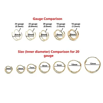 Double Nose Ring Hoop - 14k Gold Filled & Sterling Silver