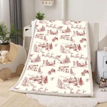 Christmas Throw Blanket Rustic Red Blanket Santa Claus Reindeer Snowman Pattern Blanket Soft Fluffy ...