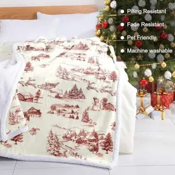 Christmas Throw Blanket Soft Fleece Cozy Design 50x60