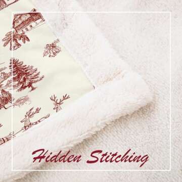 Christmas Throw Blanket Rustic Red Blanket Santa Claus Reindeer Snowman Pattern Blanket Soft Fluffy Fleece Bedding Throw for Bed Couch Sofa 50"x60"