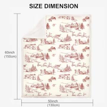 Christmas Throw Blanket Rustic Red Blanket Santa Claus Reindeer Snowman Pattern Blanket Soft Fluffy Fleece Bedding Throw for Bed Couch Sofa 50"x60"