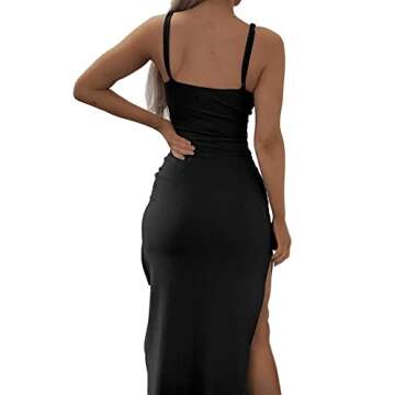 Trendy LYANER Women's Tie Knot Cut Out Sleeveless Bodycon Maxi Dress