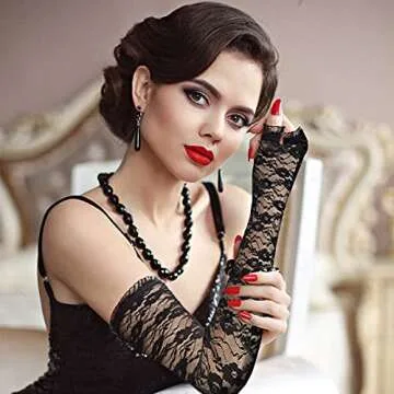 Stylish Floral Lace Gloves for Events & Costumes