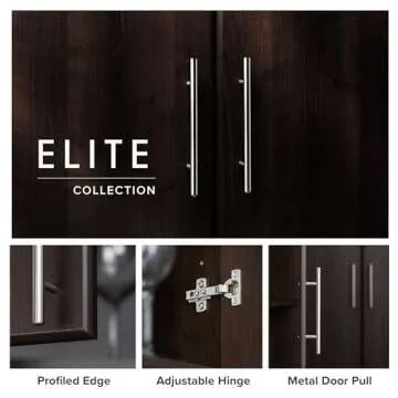Prepac Elite 32" Storage Cabinet Closet, Brown Storage Cabinet, Linen Cabinet, Wardrobe Cabinet with Hanging Rail and Shelves 24.5" D x 32" W x 65" H