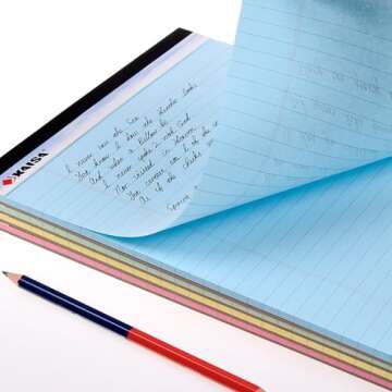 KAISA Colored Legal Pad Writing Pads 8.5x11 inch, Wide Ruled, 40 Sheets/Pad, 20lb Colored Paper, Per...