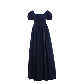 1791's lady Vintage Ball Dress Medieval Renaissance Tea Gown Jane Austen Dresses (Female L, Navy Blu...