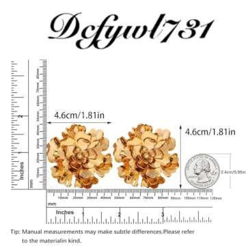 Gold Flower Earrings for Women Layered Bohemian Floral Statement Earrings Big Flower Stud Earring Jewelry