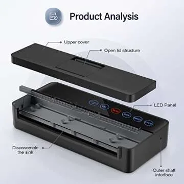 vsdk Vacuum Sealer Machine, Automatic Food for Preservation with sealers bags, Dry Moist Modes, Led Indicator Lights, Compact Design Full 95 Kpa (Black) , (V8111)