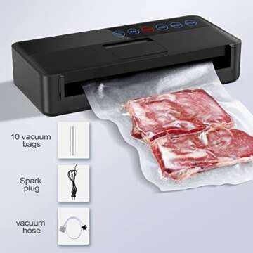 vsdk Vacuum Sealer Machine, Automatic Food for Preservation with sealers bags, Dry Moist Modes, Led Indicator Lights, Compact Design Full 95 Kpa (Black) , (V8111)
