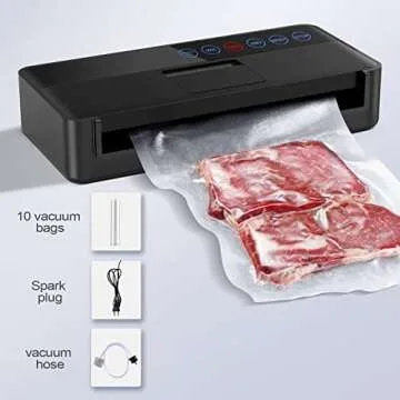 vsdk Vacuum Sealer Machine, Automatic Food for Preservation with sealers bags, Dry Moist Modes, Led Indicator Lights, Compact Design Full 95 Kpa (Black) , (V8111)