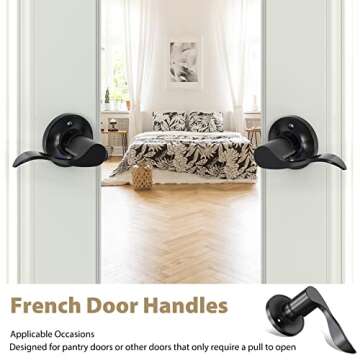 Ohuhu Dummy Door Handles, Black Door Handle Dummy Door Knob French Closet Door Handle Lever Single S...