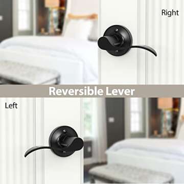 Ohuhu Dummy Door Handles, Black Door Handle Dummy Door Knob French Closet Door Handle Lever Single Side Non-Turning Wave Style Left/Right Hand Satin Zinc Matte Finish Laundry Room Hallway Pantry