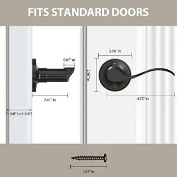 Ohuhu Dummy Door Handles, Black Door Handle Dummy Door Knob French Closet Door Handle Lever Single Side Non-Turning Wave Style Left/Right Hand Satin Zinc Matte Finish Laundry Room Hallway Pantry