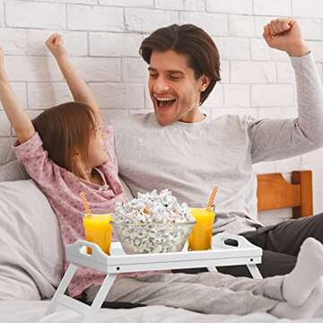 Bed Tray Table Folding Legs with Handles Breakfast Food Tray for Sofa,Bed,Eating,Drawing,Platters Se...