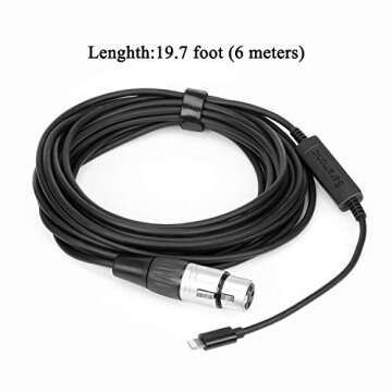 19.7 Foot/6M XLR to Lightning Cable, Saramonic LC-XLR 3 Pin XLR (Female) Microphone Plug to Lightnin...