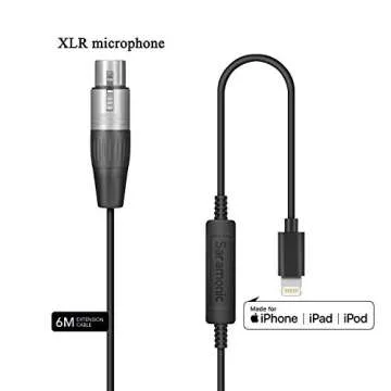 19.7 Foot/6M XLR to Lightning Cable, Saramonic LC-XLR 3 Pin XLR (Female) Microphone Plug to Lightning Connector, Microphone Adapter Compatible with iPhone 13 12 11, iPhone X