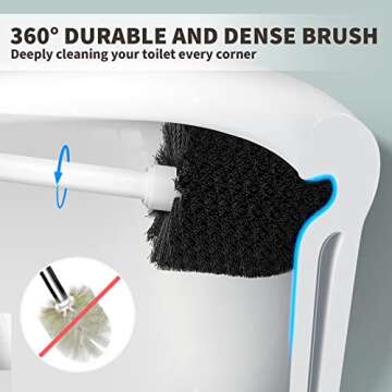 UPTRONIC Toilet Brush, Toilet Bowl Brush with Extra Long Handle Durable Bristles Toilet Scrubber and...