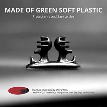 Cable Clips Cable Organizer Car Wire Cord Clip Drop Cable Holder Tidy Organizer Adhesive Clamp Line Fixer (8pcs Black)