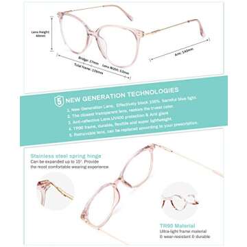 Gaoye Blue Light Blocking Glasses Women/Men, Fashion Cat Eye Fake Eyeglasses UV Ray Filter Computer ...