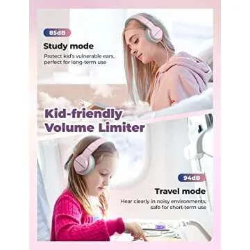iClever HS19 Kids Headphones with Microphone for School, Safe Volume Limited, Over-Ear Girls Boys Headphones for Kids with Shareport, Foldable Wired Headphones for iPad/Travel (Pink)