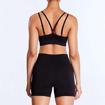 Aoxjox Yoga Outfit for Women Seamless 2 Piece Energry Workout Gym High Waist Shorts with Sport Bra Set (Black, Small)