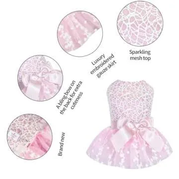 CuteBone Dog Birthday Dress Girl Puppy Skirt Tutu Cat Wedding Outfit Pet Party Clothes for Small Dog...