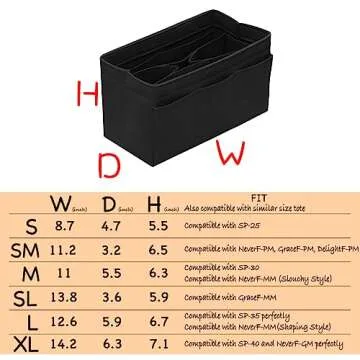 DailyPlus Purse Organizer Insert – Felt Handbag Organizer for Tote with 14 Pockets