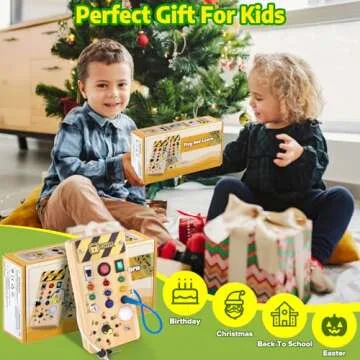 wakeInsa Montessori Busy Board,Montessori Toys for 1-3 Years Old,Baby Sensory Board,Preschool Learning Activities,Wooden Toys for Toddler,Christmas & Birthday Gift for Boys & Girls