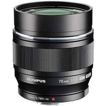 OLYMPUS M.Zuiko Digital 75mm F1.8 Black For Micro Four Thirds System Camera, Compact Design, Beautif...