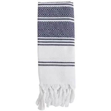 BOSPHORUS (Set of 8) Turkish Cotton Hand Face Head Guest Gym Towel Set Peshtemal Washcloth Kitchen Tea Towel Dish Cloth Set (Navy)