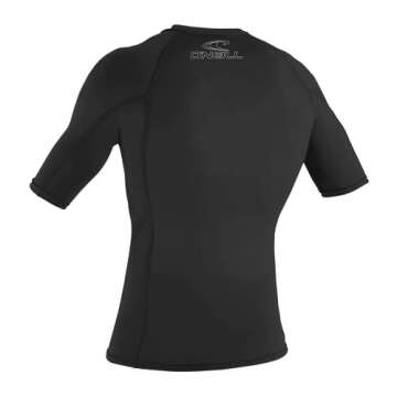 O'Neill Wetsuits Men's Basic Skins UPF 50+ Short Sleeve Rash Guard - Black | Size Large