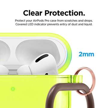 elago Compatible with AirPods Pro Case Clear - High Rating, TPU Transparent Shockproof, Protective Case Cover with Keychain, Gel Tape Included, Wireless Charging [Neon Yellow]