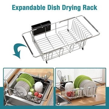 JASIWAY Expandable Dish Drying Rack for Kitchen Use