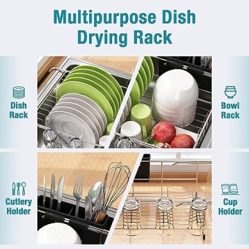JASIWAY Expandable Dish Drying Rack for Kitchen Use