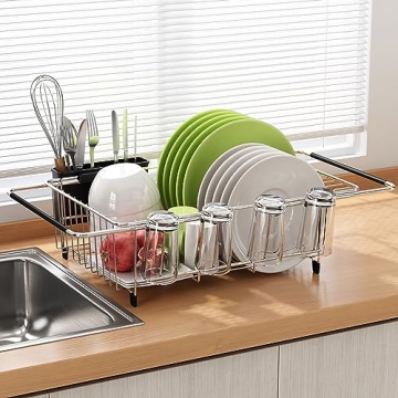 JASIWAY Expandable Dish Drying Rack for Kitchen Use