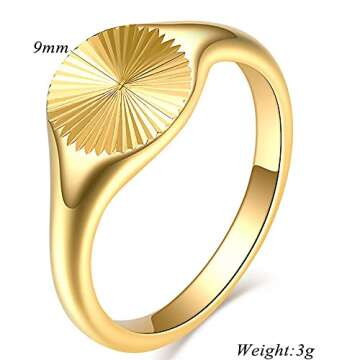 Jude Jewelers Stainless Steel Round Signet Style Sunshine Pattern Cocktail Party Promise Statement H...