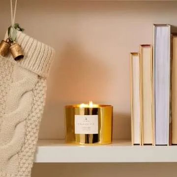 Thymes Frasier Fir Gold Candle - Festive Luxury Home Fragrance