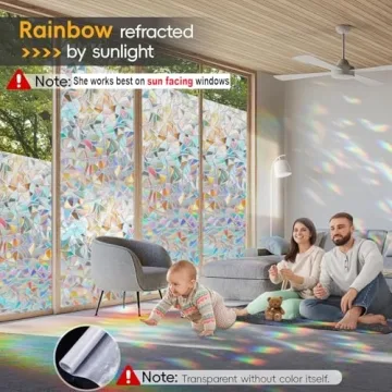 Dwersty Rainbow Window Privacy Film for Home Decor