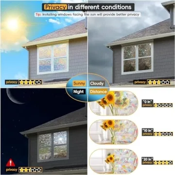 Dwersty Rainbow Window Privacy Film for Home Decor
